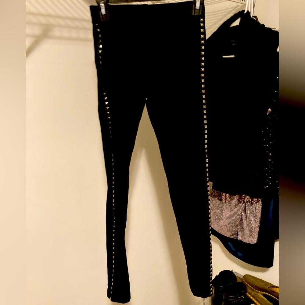 Express S black studded tights